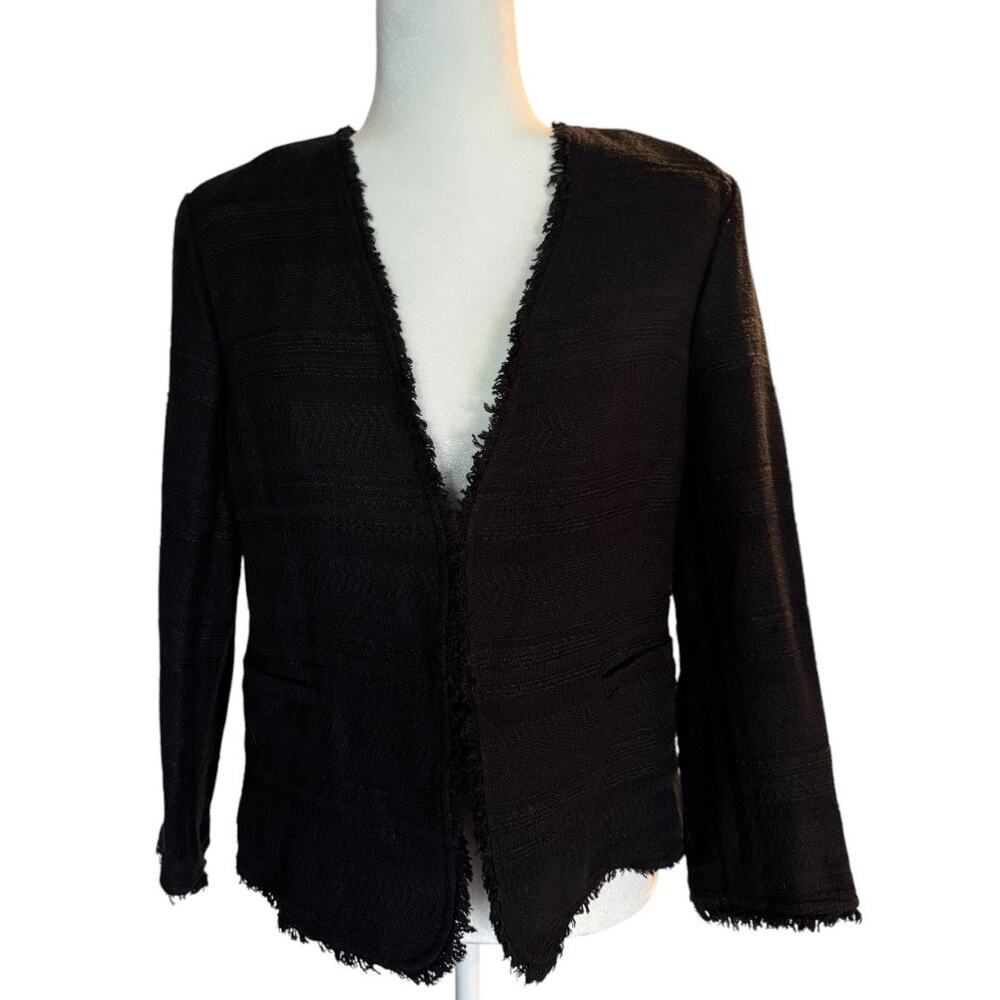 Banana Republic Black Raw Edge Open Front Professional Blazer Size 14